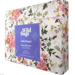 new Wild Sage Jada Print GARDEN FLORAL 225TC 100% Brushed Cotton QUEEN Sheet Set